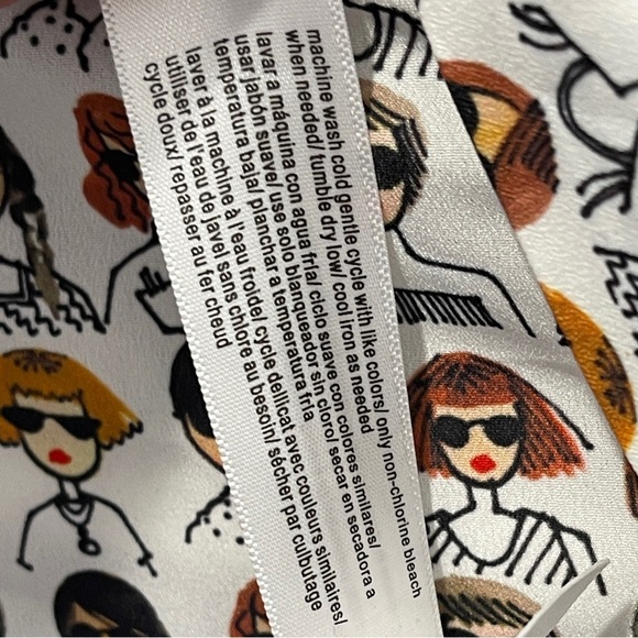 ELOQUII Printed Tie-Neck Women’s Face Diversity Button Front Blouse Size 26 - Picture 6 of 9